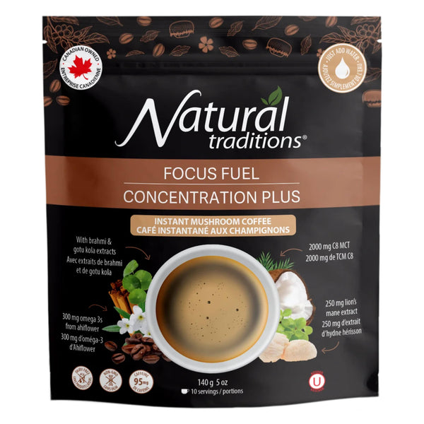 Natural Traditions Focus Fuel Instant Mushroom Coffee 10 Servings 140g