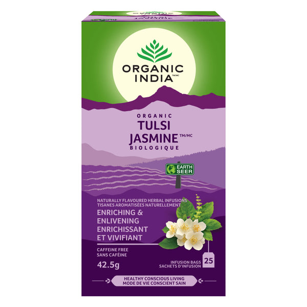 Box of OrganicIndia OrganicTulsiJasmine CaffeineFree 25Teabags