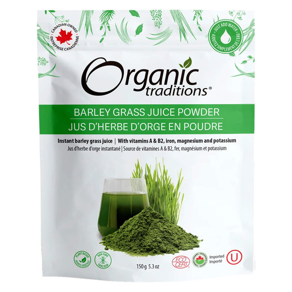 Package of Organic Traditions Barley Grass Juice Powder 150g
