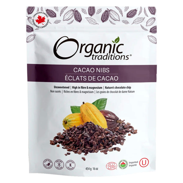 Package of Organic Traditions Cacao Nibs 454g
