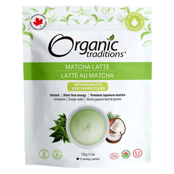 Package of Organic Traditions Matcha Latte with Probiotics 150g
