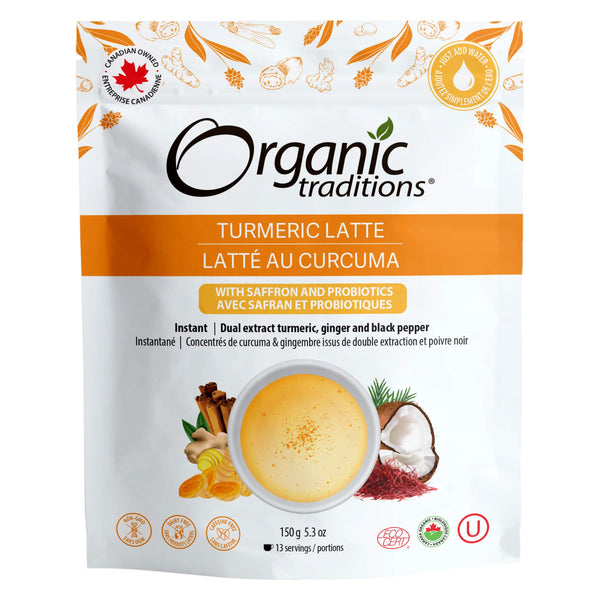 Package of Organic Traditions Turmeric Latte with Probiotics 150g
