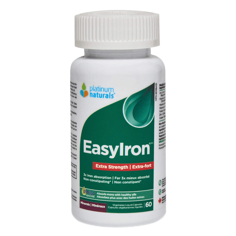 Bottle of PlatinumNaturals EasyIron Extra Stregnth 60VegetableCapsules
