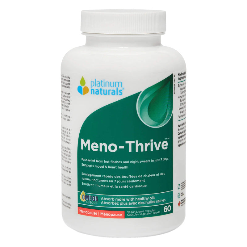 Bottle of PlatinumNaturals Meno-Thrive 60VeganLiquidCapsules