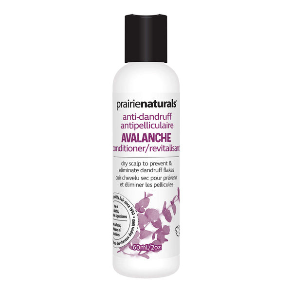 Bottle of PrairieNaturals Conditioner AvalancheAnti-Dandruff Trial/Travel Size 60ml