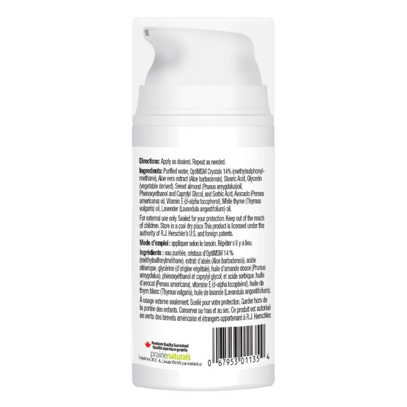 Prairie Naturals OPTIMSM® Cream Bottle Back
