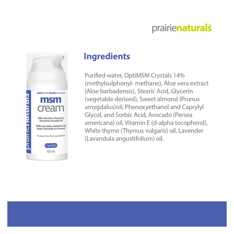 Prairie Naturals OptiMSM® Cream Ingredients
