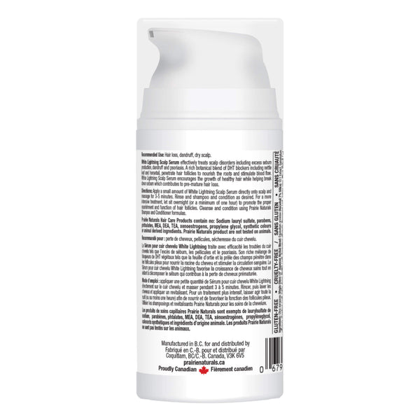 Prairie Naturals White Lightning Scalp Serum Bottle Back
