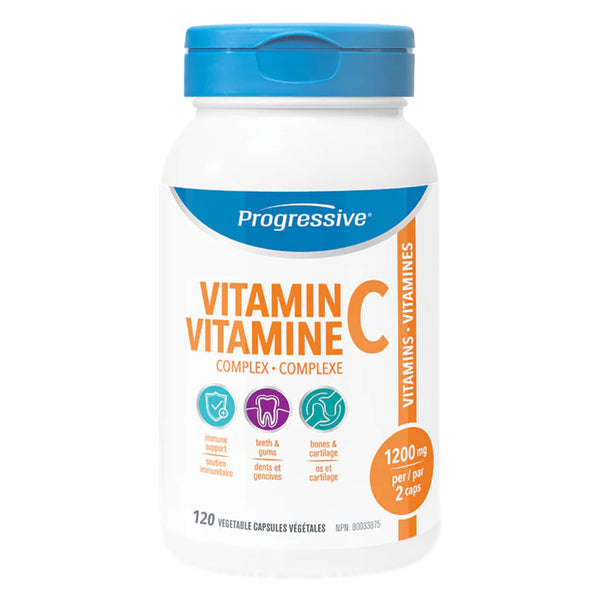 Bottle of Progressive Vitamin C Complex 120 Vegetable Capsules