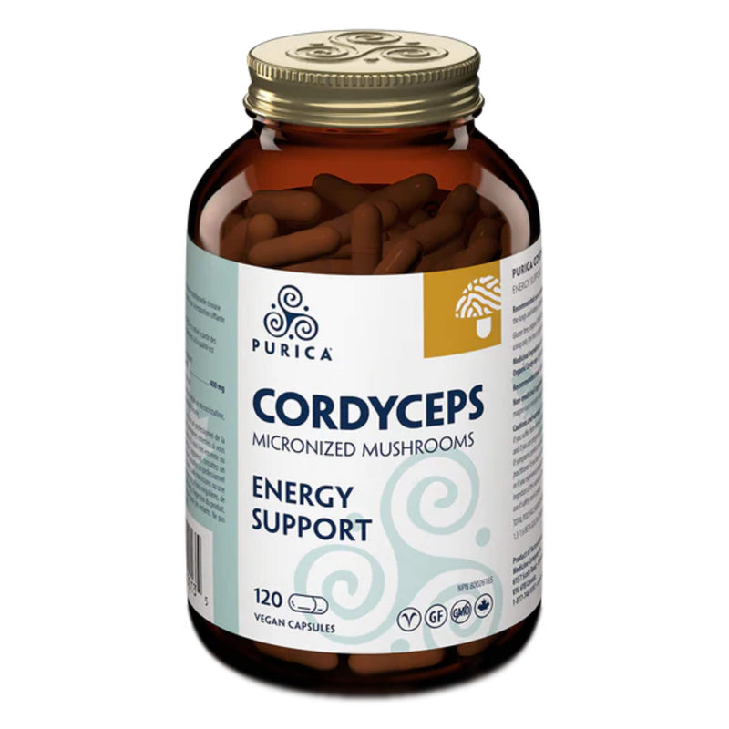 Bottle of Purica Cordyceps 120 Vegetable Capsules