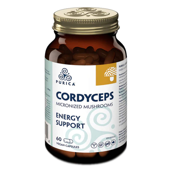 Bottle of Purica Cordyceps 60 Vegetable Capsules