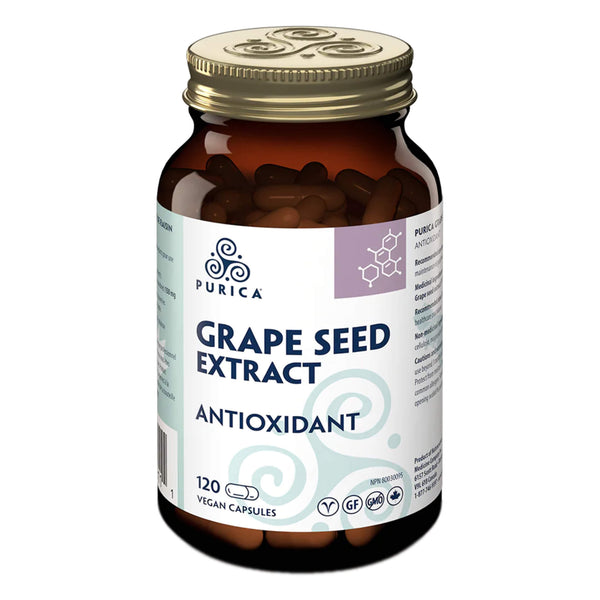 Bottle of Purica Grape Seed Extract 120 Vegan Capsules