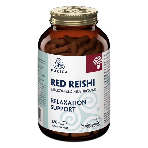 Bottle of Purica Red Reishi 120 Vegan Capsules