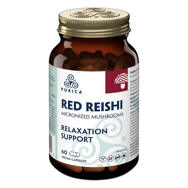 Bottle of Purica Red Reishi 60 Vegan Capsules