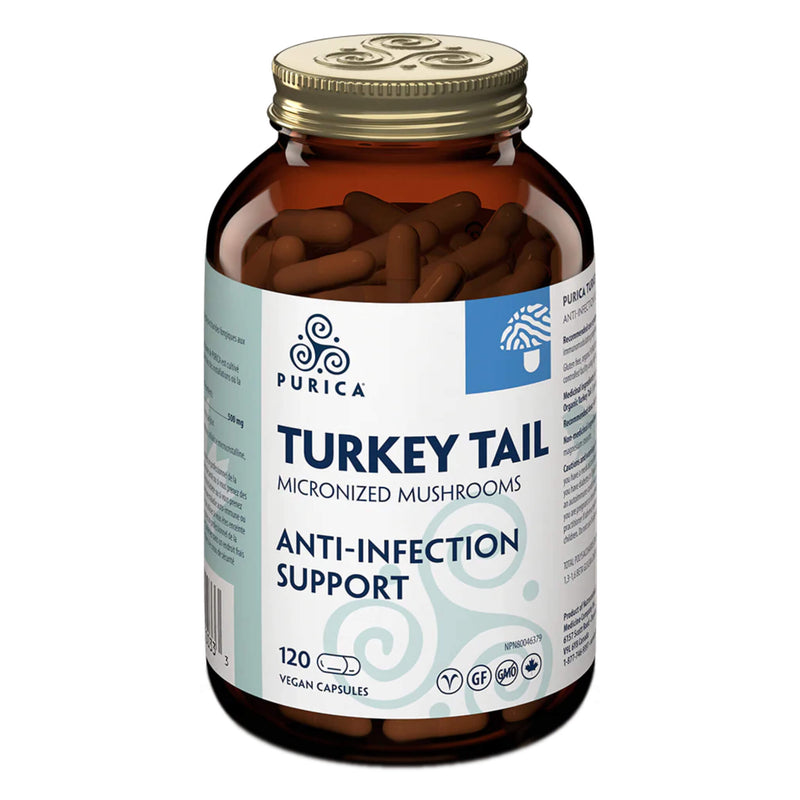 Bottle of Purica Turkey Tail 120 Vegetable Capsules