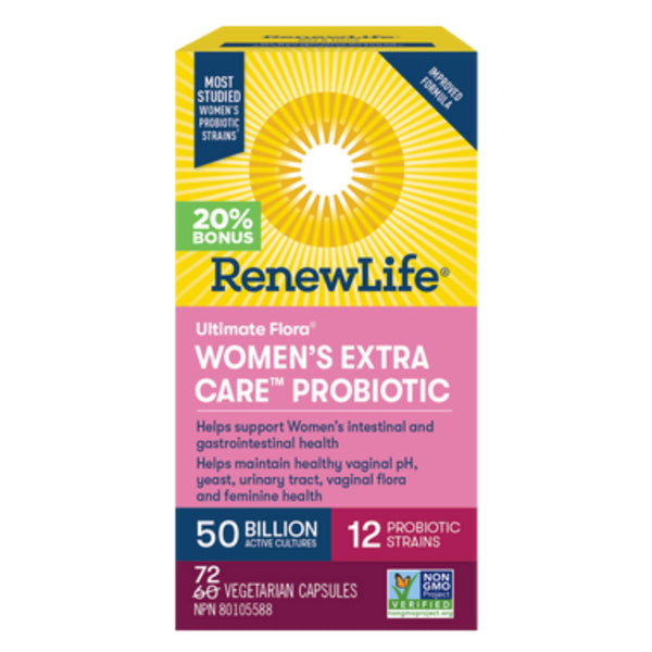 Box of RenewLife UltimateFlora Women'sExtraCareProbiotic 50Billion 72VegetarianCapsules