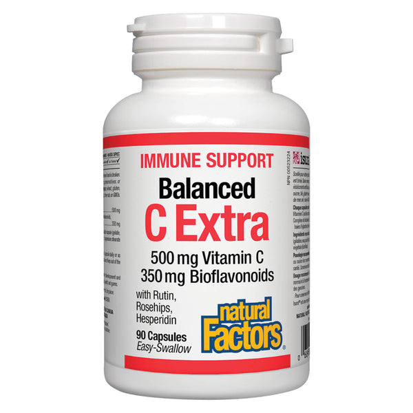 Natural Factors Balanced C Extra 500mg w/350mg Bioflavonoids 90 Capsules | Optimum Health Vitamins, Canada