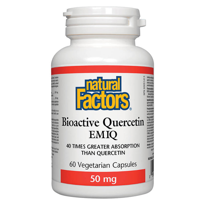 Bottle of Natural Factors Bioactive Quercetin EMIQ 50 mg 60 Vegetarian Capsules