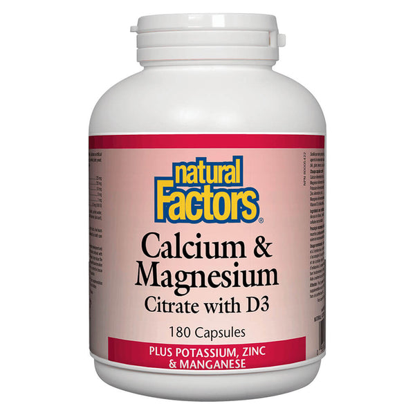 Bottle of Calcium & Magnesium Citrate w/ D3 180 Capsules