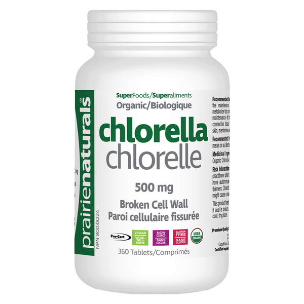 PrairieNaturals Chlorella 500mg 360Tablets