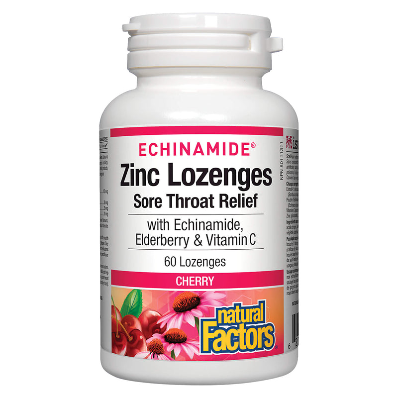 Natural Factors - Echinamide Zinc Lozenges - Cherry | Optimum Health Vitamins, Canada