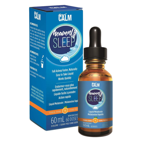 Box and Dropper Bottle of Heavenly Sleep Liquid Melatonin 60 Milliliters