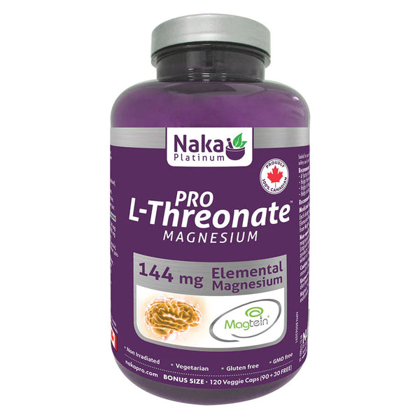 Bottle of Naka ProL-ThreonateMagnesium 144mg 120VeggieCaps