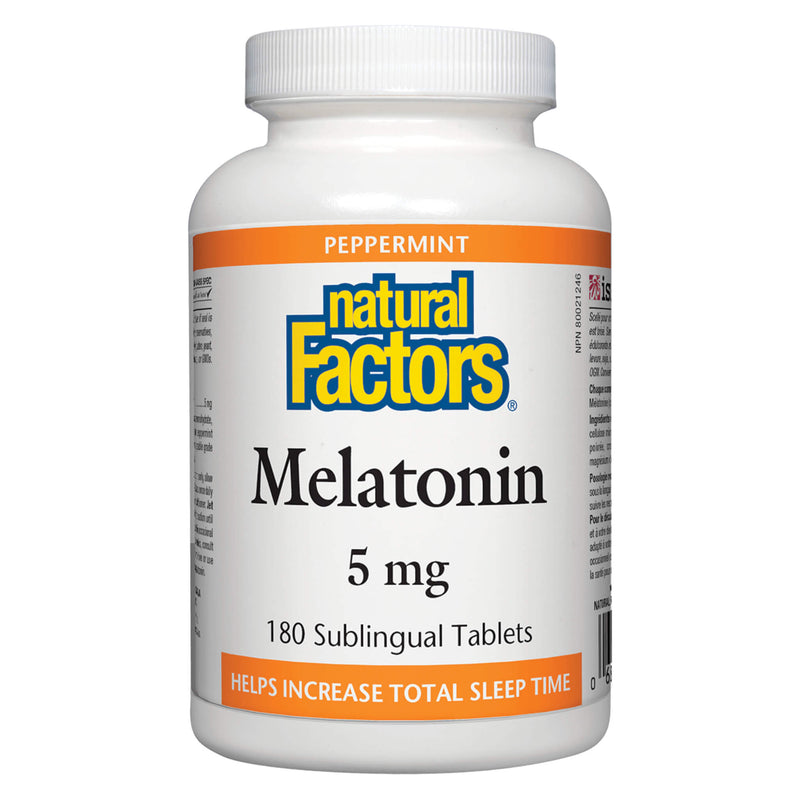 Natural Factors - Melatonin 5 mg Peppermint Flavour 180 Sublingual Tablets | Optimum Health Vitamins, Canada