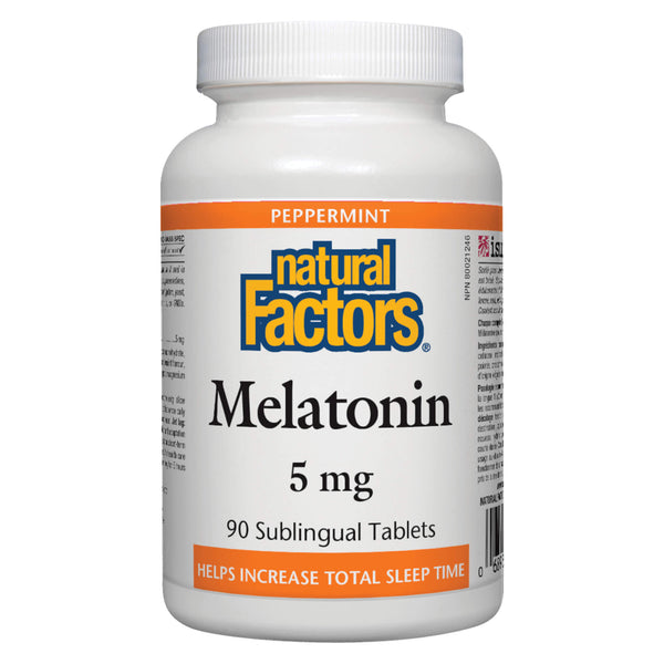 Natural Factors - Melatonin 5 mg Peppermint Flavour 90 Sublingual Tablets | Optimum Health Vitamins, Canada