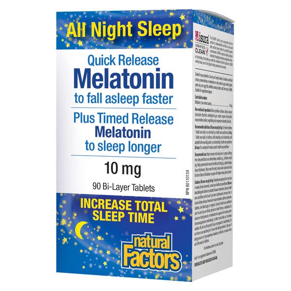 NaturalFactors Melatonin QuickRelease 10mg 90Bi-LayerTablets