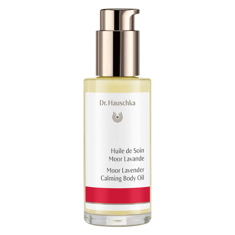 Pump Bottle of Dr. Hauschka Moor Lavender Calming Body Oil 75 Milliliters