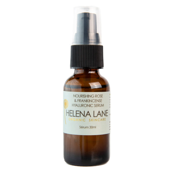 Pump Bottle of Helena Lane Nourishing Rose & Frankincense Hyaluronic Serum 30 Milliliters