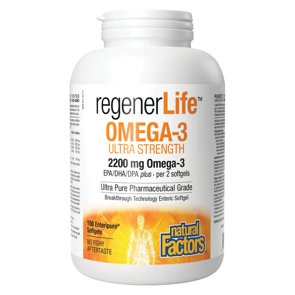 NaturalFactors RegenerLife Omega-3UltraStrength 2200mgOmega-3 150EnteripureSoftgels