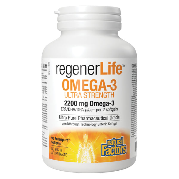 NaturalFactors RegenerLife Omega-3UltraStrength 2200mgOmega-3 90EnteripureSoftgels