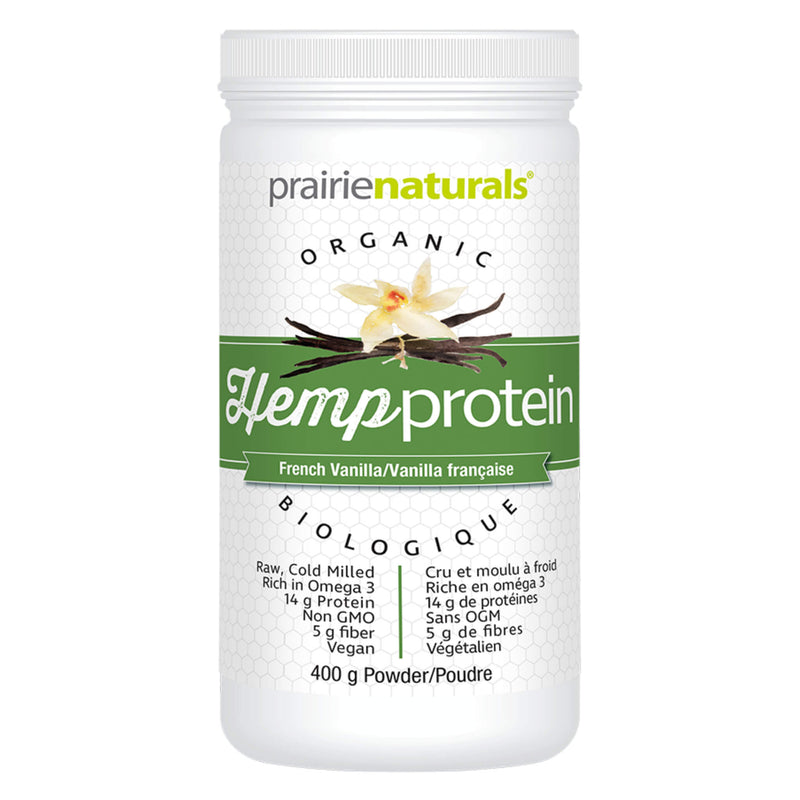 Container of Organic Hemp Protein French Vanilla Cream 400 Grams