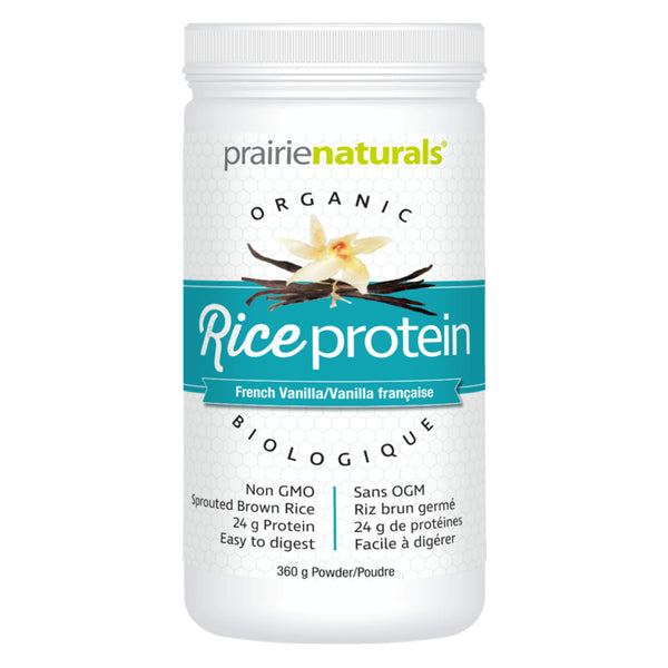 Container of Prairie Naturals Organic Rice Protein French Vanilla 360 Grams