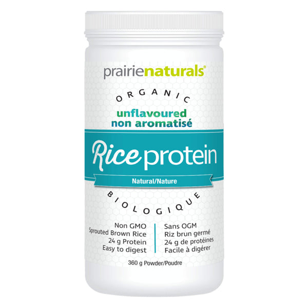 Container of Prairie Naturals Organic Rice Protein Natural/Unflavoured 360 Grams