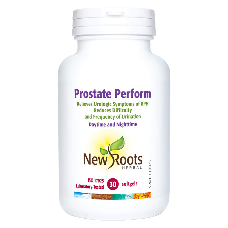 Bottle of New Roots Prostate Perform 30 Softgels