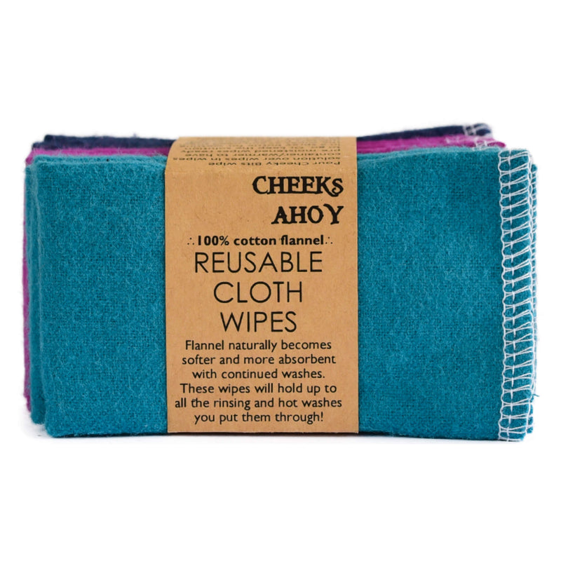 Cheeks Ahoy Reusable Cloth Wipes Jewel Tones 10-Pack