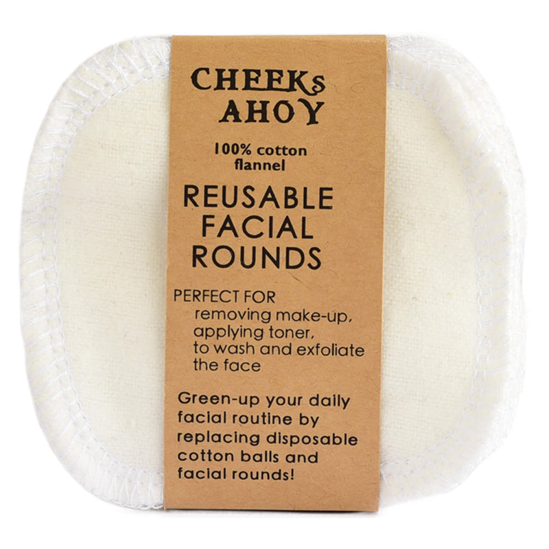 Cheeks Ahoy Reusable Facial Rounds, Cotton White