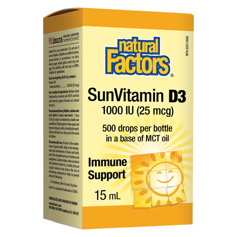 NaturalFactors SunVitaminD3 1000IU(25mcg) 15ml/500Drops