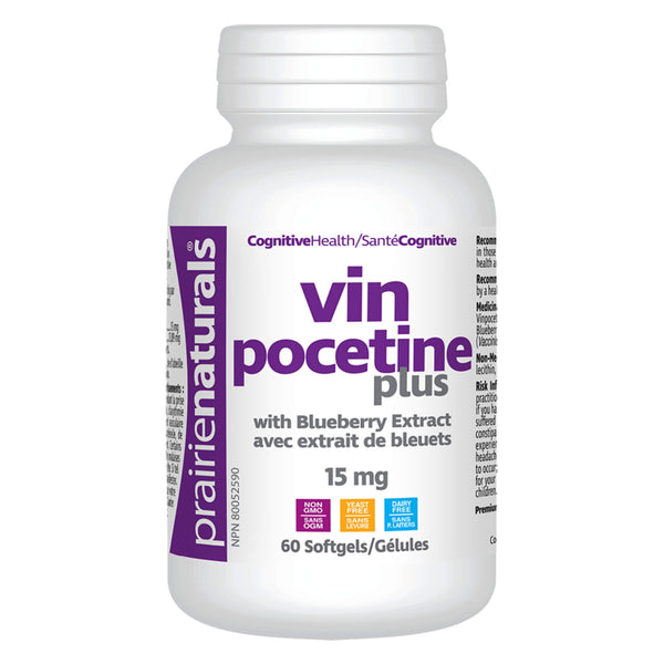 Bottle of Prairie Naturals Vinpocetine Plus 60 Softgels